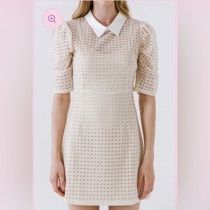 English Factory Cream Lace Mini Dress